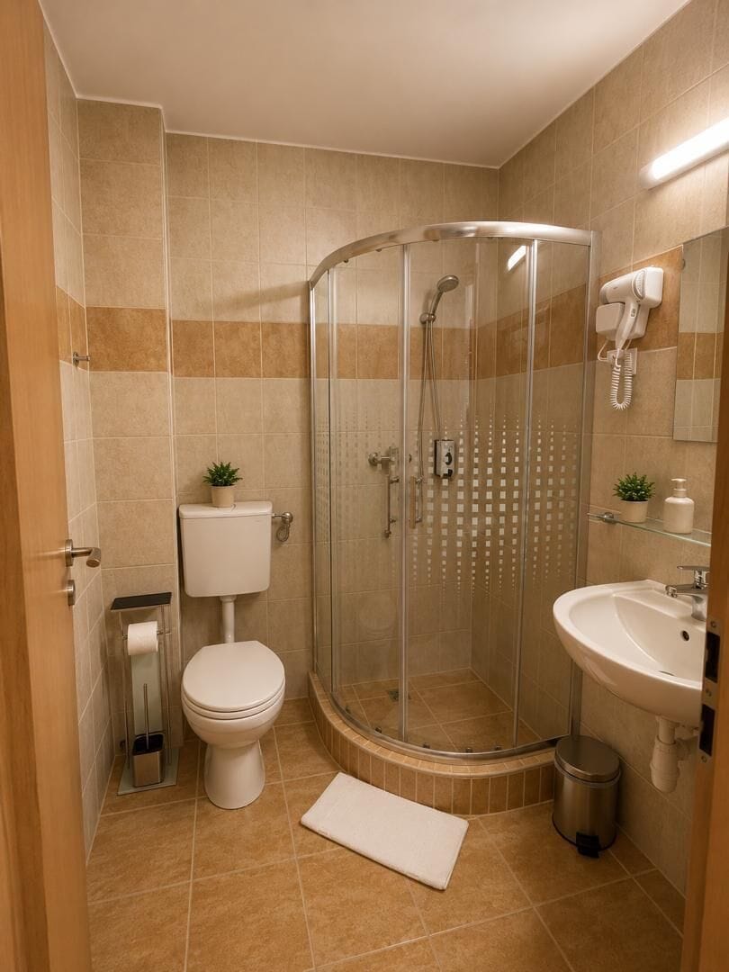 Basic Double or Twin Room | Bathroom | Hair dryer, towels