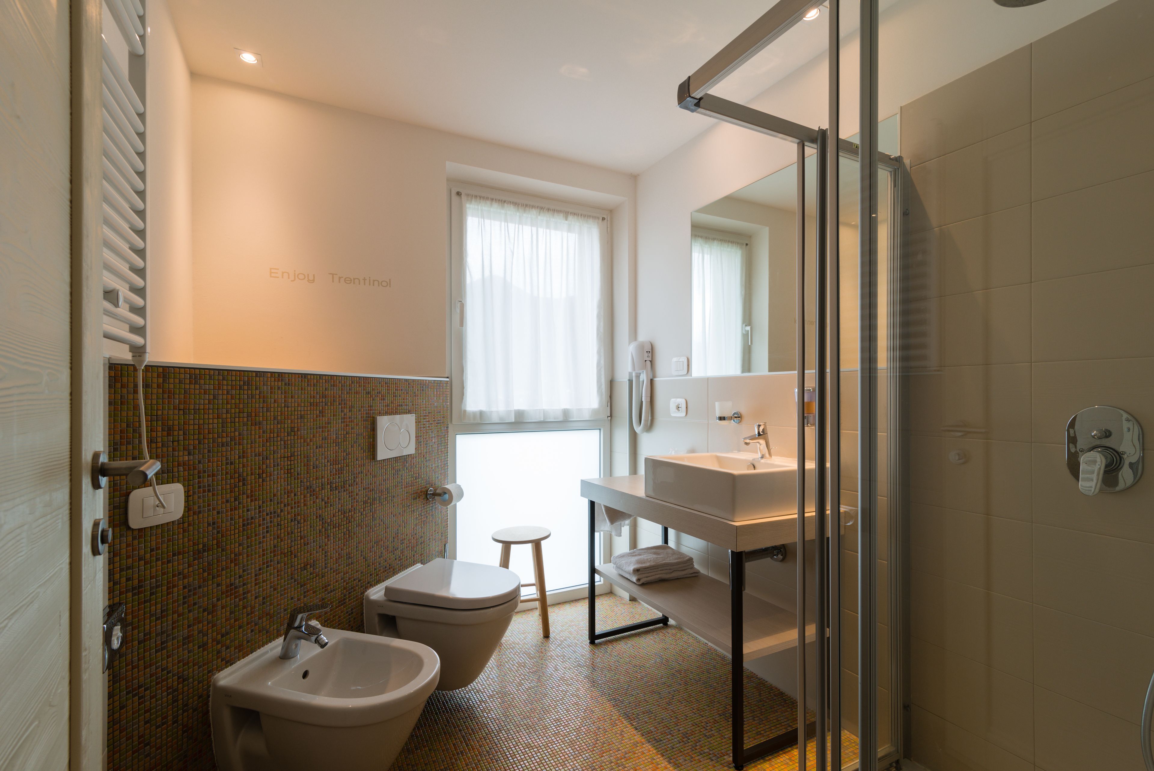 double room | bathroom | shower, hair dryer, bidet, towels