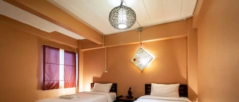 Blackout curtains, rollaway beds, free WiFi, bed sheets