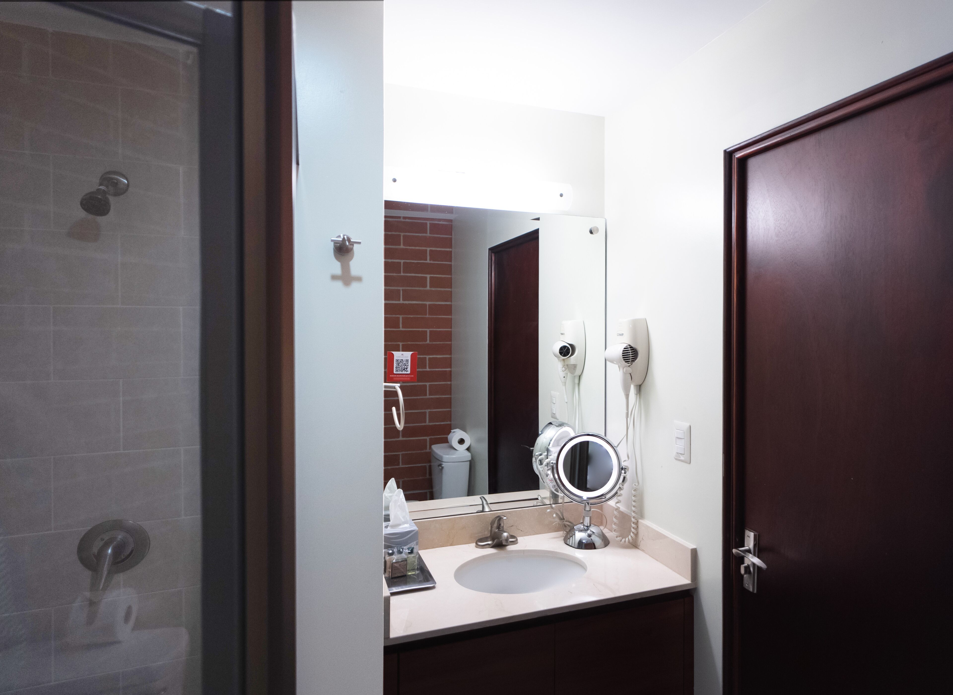 senior double room | bathroom | shower, free toiletries, hair dryer, towels