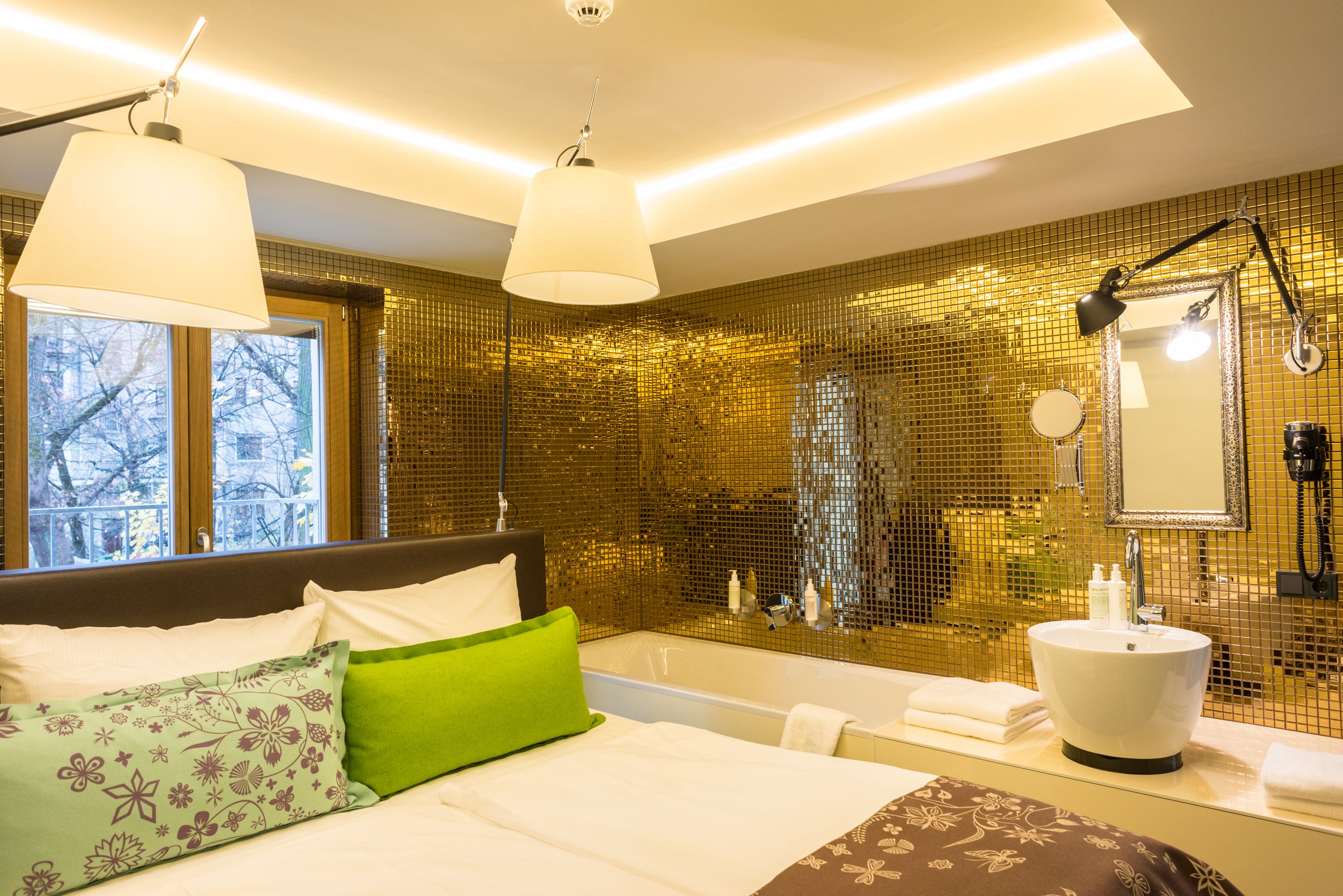 junior suite, balcony | bathroom | designer toiletries, hair dryer, towels