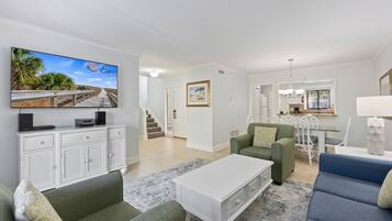 Basic Townhome | Living area | 38-inch TV with cable channels, DVD player