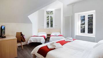 Desk, cots/infant beds, free WiFi, bed sheets