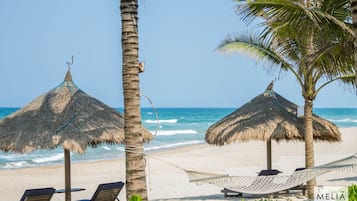 Beach umbrellas, beach towels