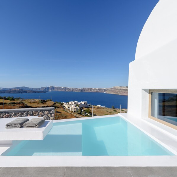 Presidential Suite, Sea View (private plunge pool) | View from room - Earino Suites and Villas (Santorini)