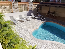 Outdoor pool, sun loungers