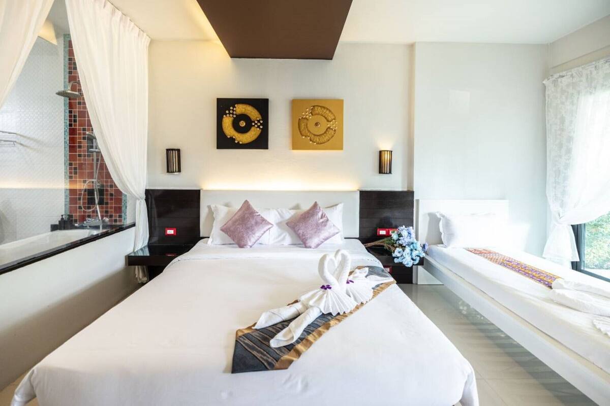 ห้องแฟมิลี่ | มินิบาร์, ตู้นิรภัยในห้องพัก, โต๊ะทำงาน, Wi-Fi ฟรี