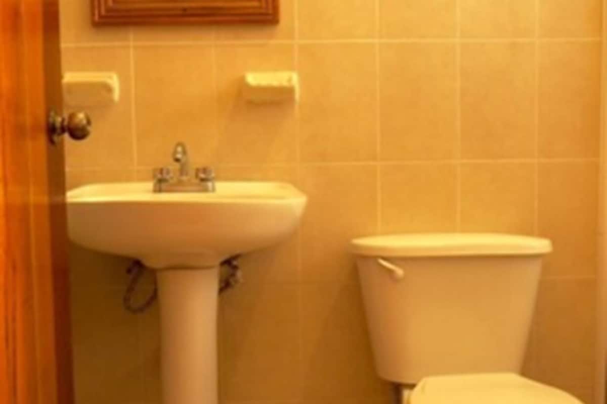 standard double room | bathroom | shower, towels