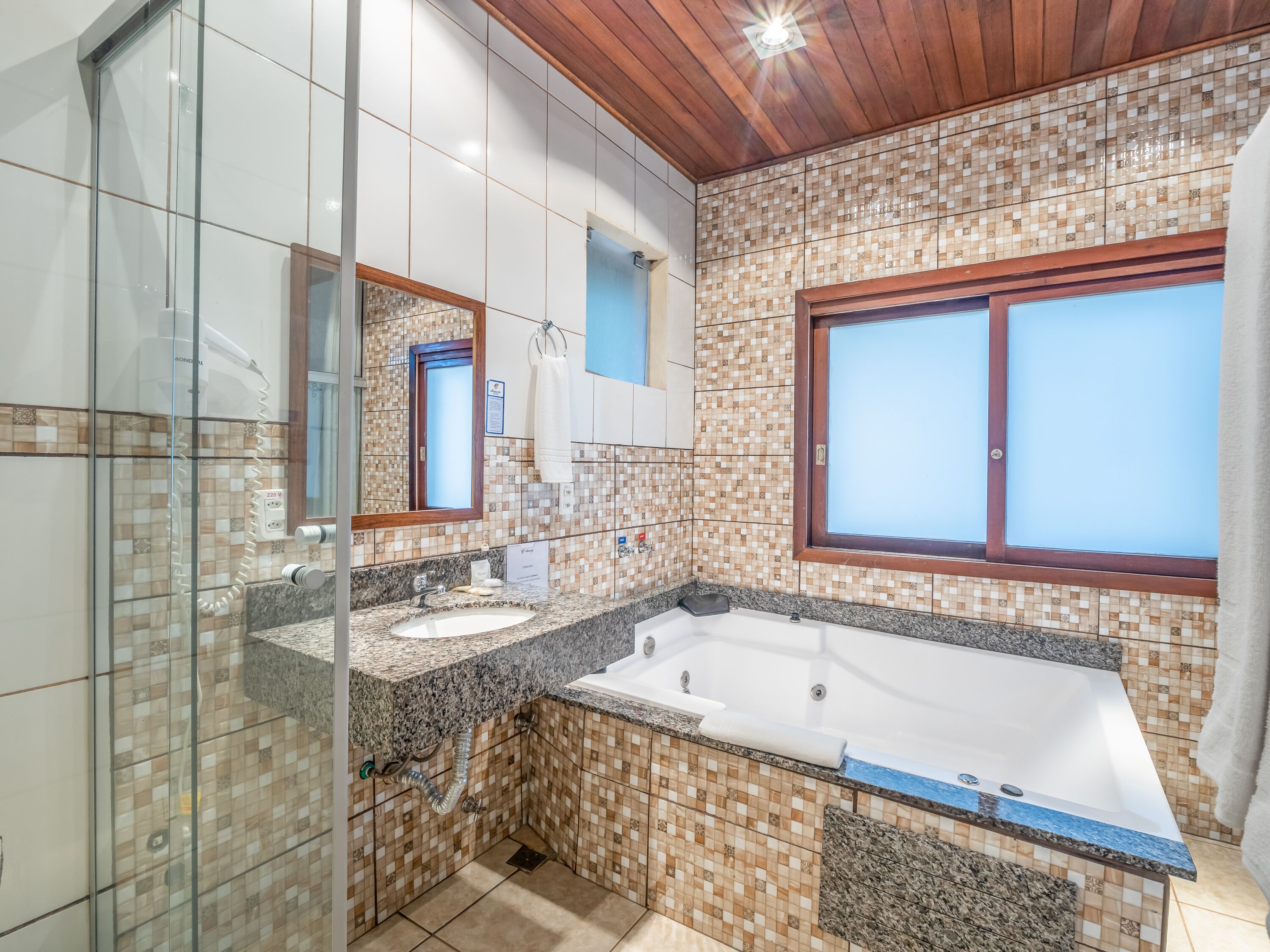 luxury room | bathroom | shower, free toiletries, hair dryer, towels