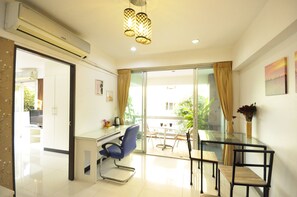 Family Apartment, 2 Bedrooms, Kitchen, City View | In-room safe, desk, cribs/infant beds, free WiFi - Baan Sabai Rama IV (Bangkok)