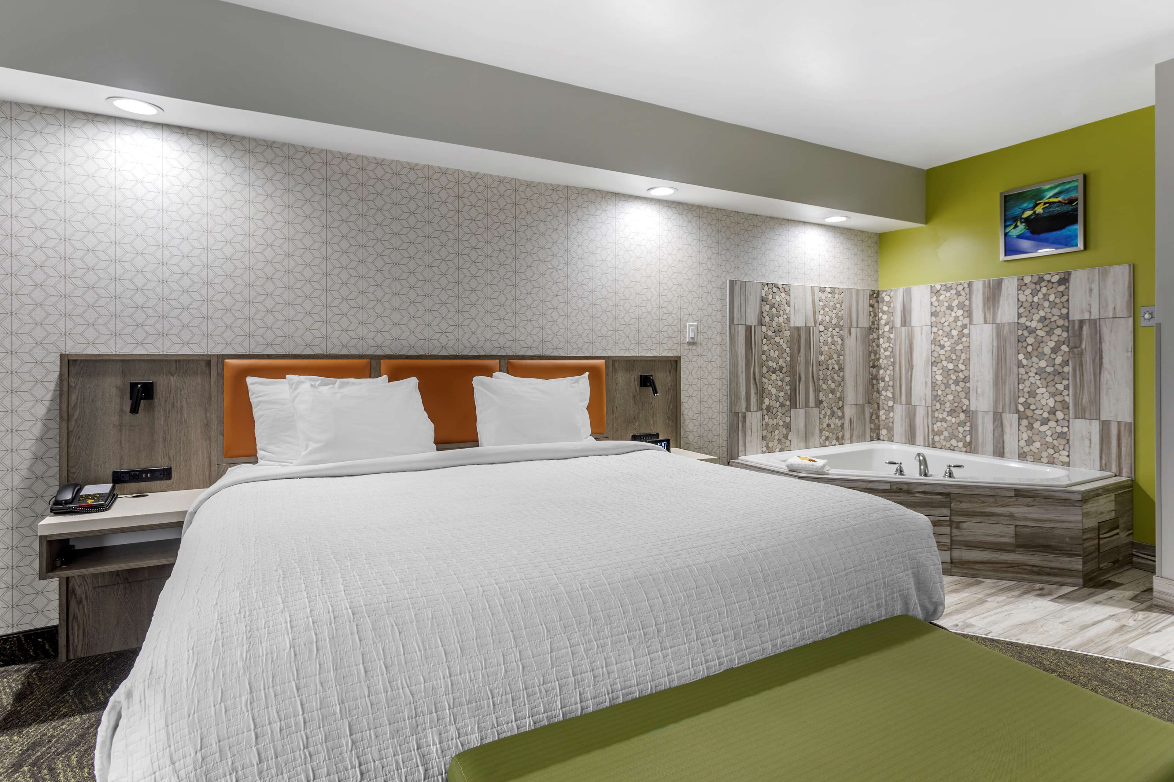 standard room, 1 king bed, non smoking, jetted tub | desk, iron/ironing board, free wifi, bed sheets