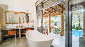 Private Pool Villa, 1 King Bed, Pool View - Free Airport Return Transfer | Bathroom | Shower, free toiletries, hair dryer, bathrobes