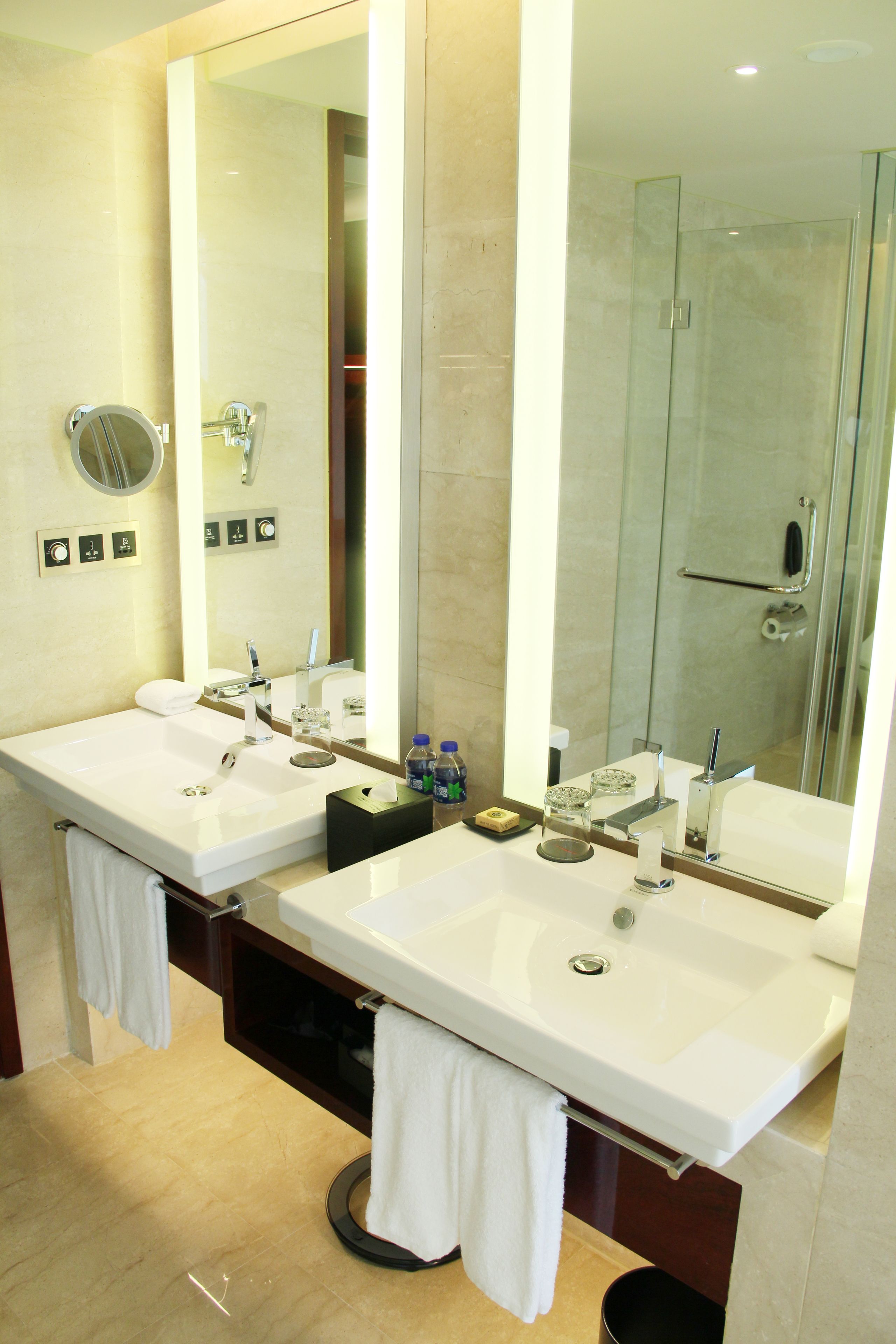 Baignoire et douche séparées, douche à « effet pluie »