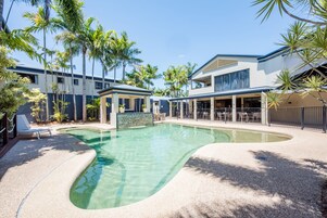 Outdoor pool, sun loungers