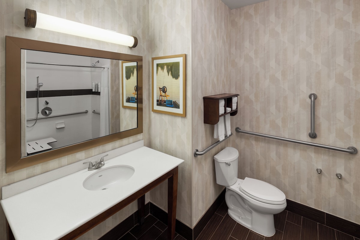 Room, 1 King Bed, Accessible, Non Smoking | Bathroom | Combined shower/tub, towels