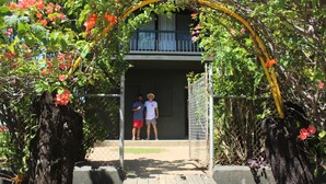 A wooden pathway leading to a building with a balcony. - Bamboo Backpackers (Nadi)