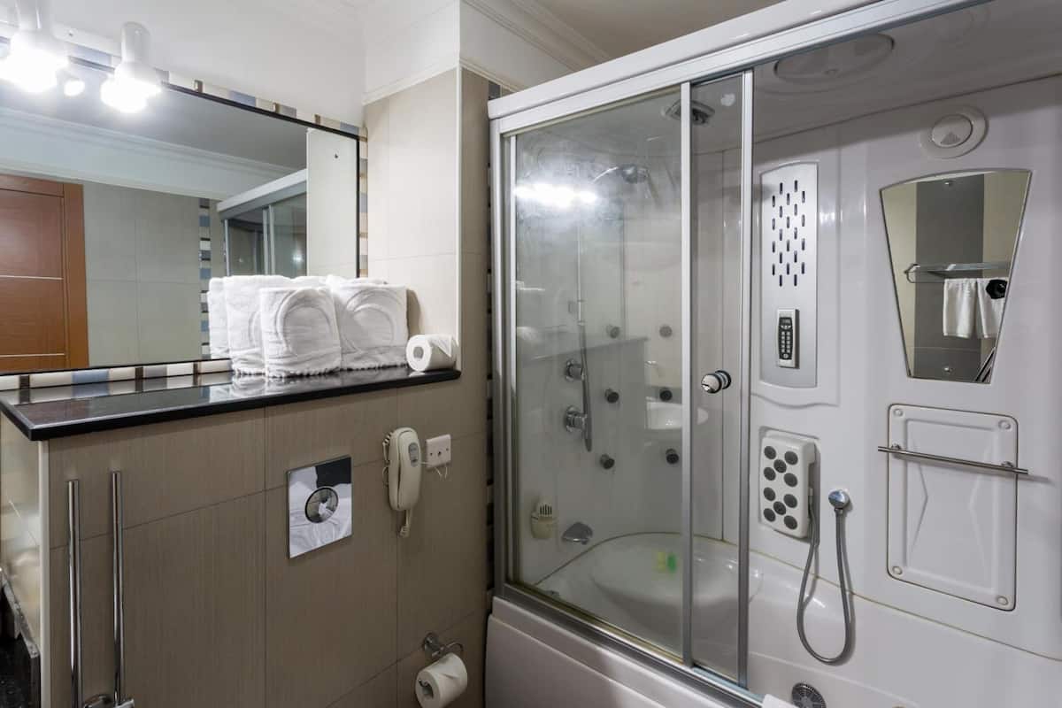 free toiletries, hair dryer, towels