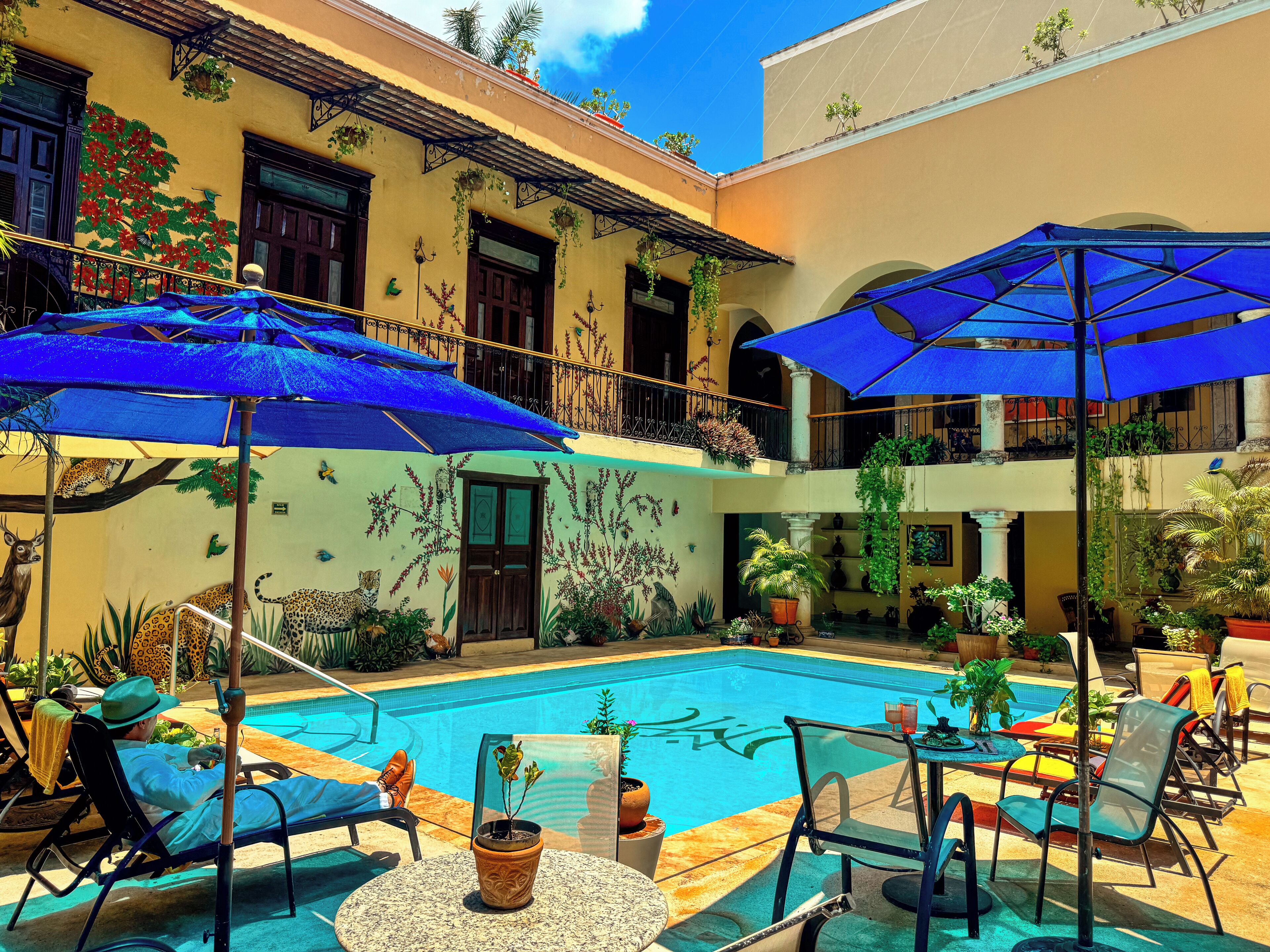 Outdoor pool, open 9:00 AM to 9:00 PM, pool umbrellas, sun loungers