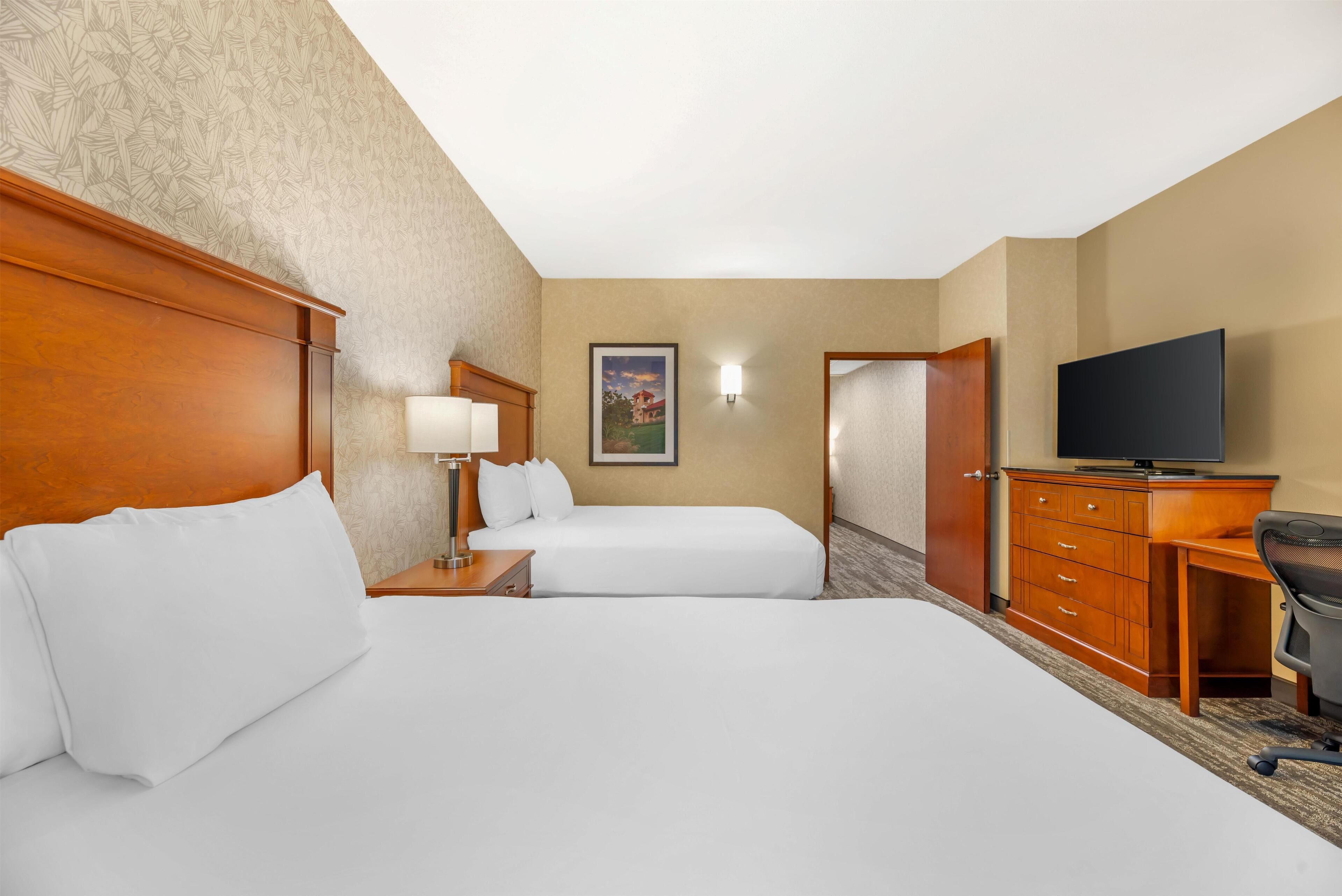 Suite, 2 Queen Beds, Hearing Accessible (Sofa Sleeper, Tub, 2 Rooms) | In-room safe, desk, blackout drapes, iron/ironing board