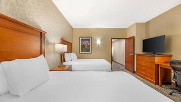 Suite, 2 Queen Beds, Hearing Accessible (Sofa Sleeper, Tub, 2 Rooms) | In-room safe, desk, blackout drapes, iron/ironing board