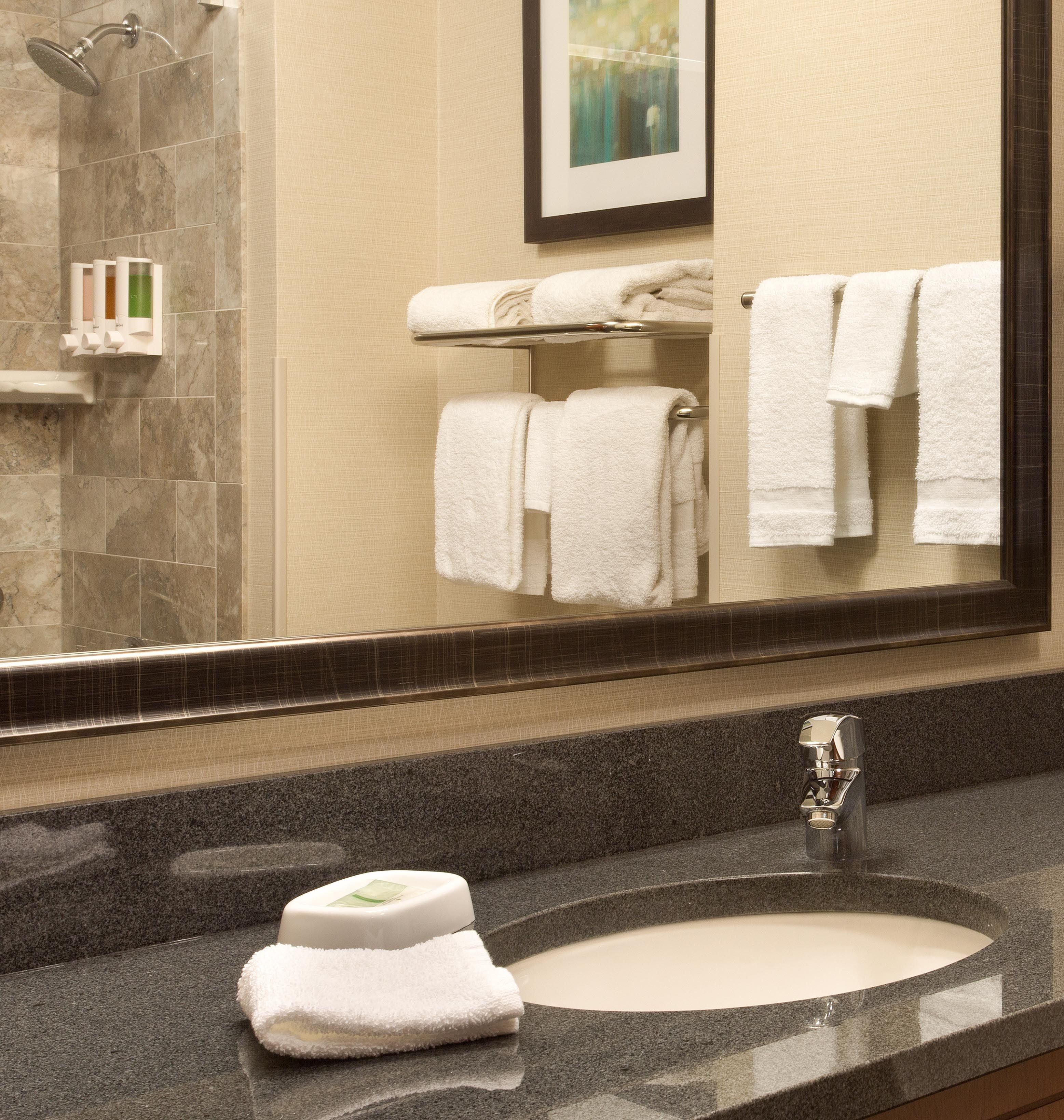 free toiletries, hair dryer, towels