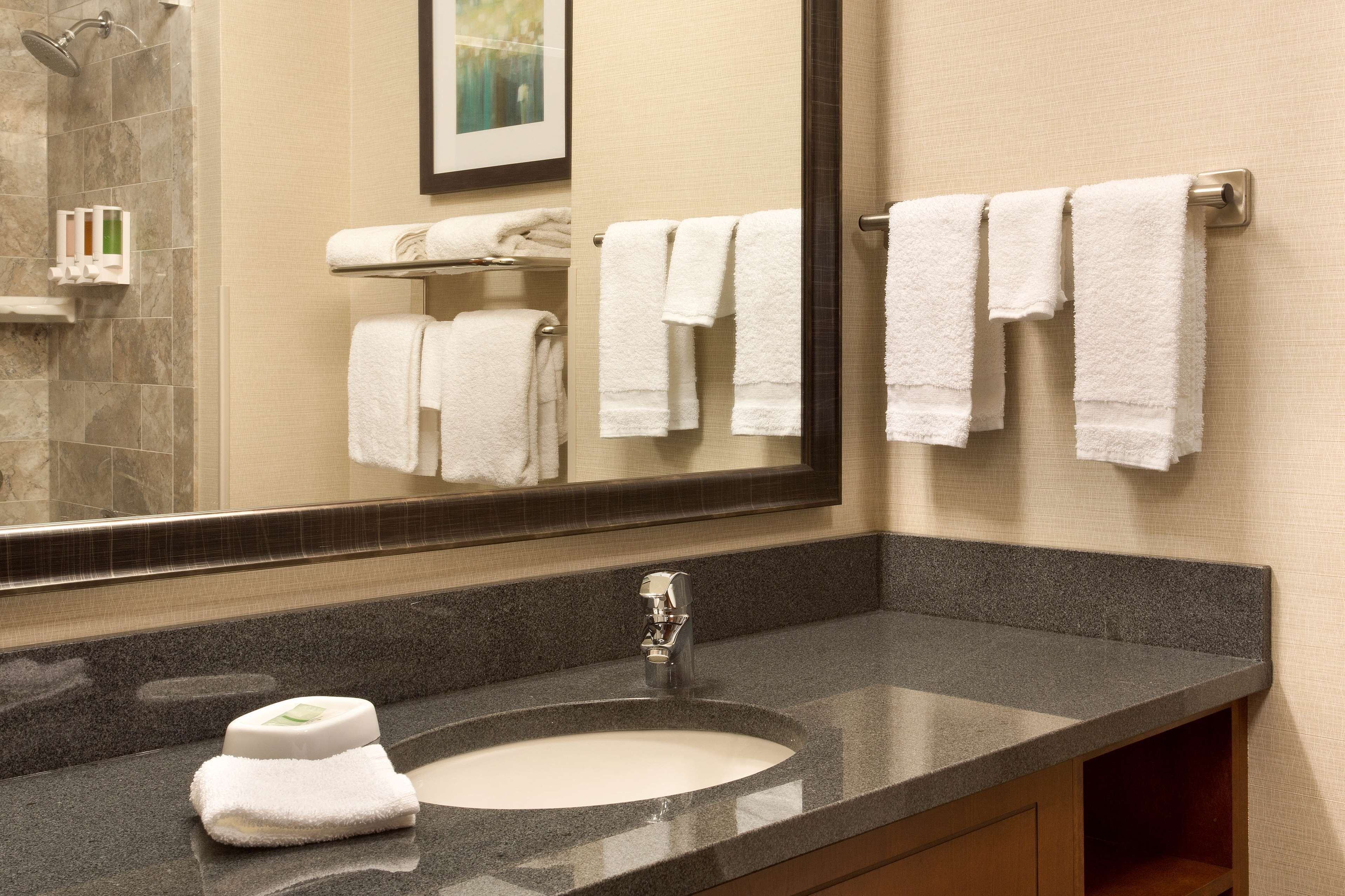 free toiletries, hair dryer, towels