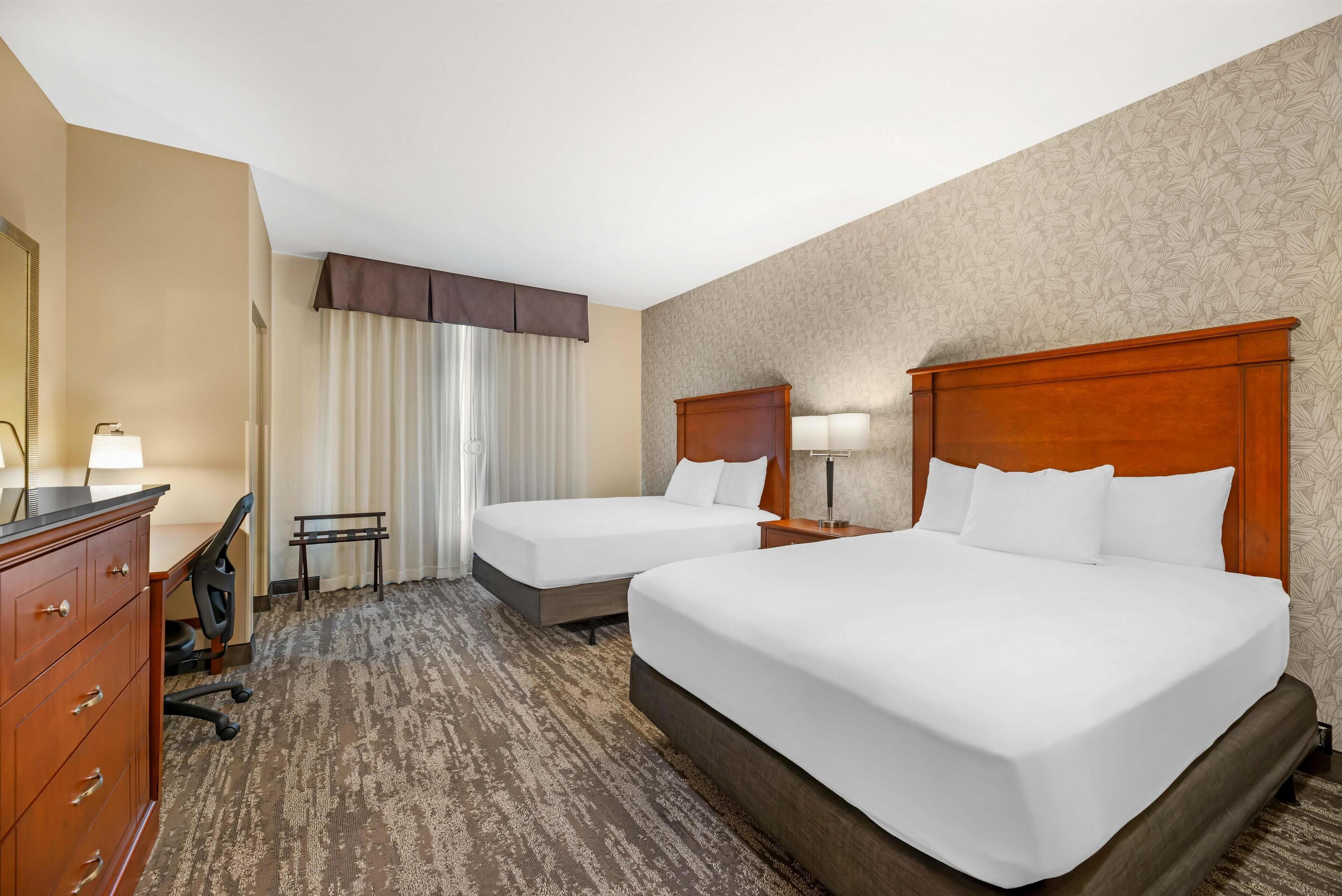 Suite, 2 Queen Beds, Hearing Accessible (Sofa Sleeper, Tub, 2 Rooms) | In-room safe, desk, blackout curtains, iron/ironing board