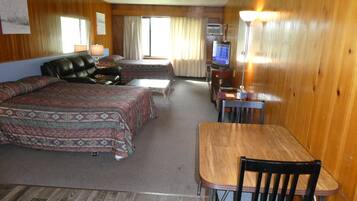 Desk, blackout curtains, iron/ironing board (on request), free WiFi