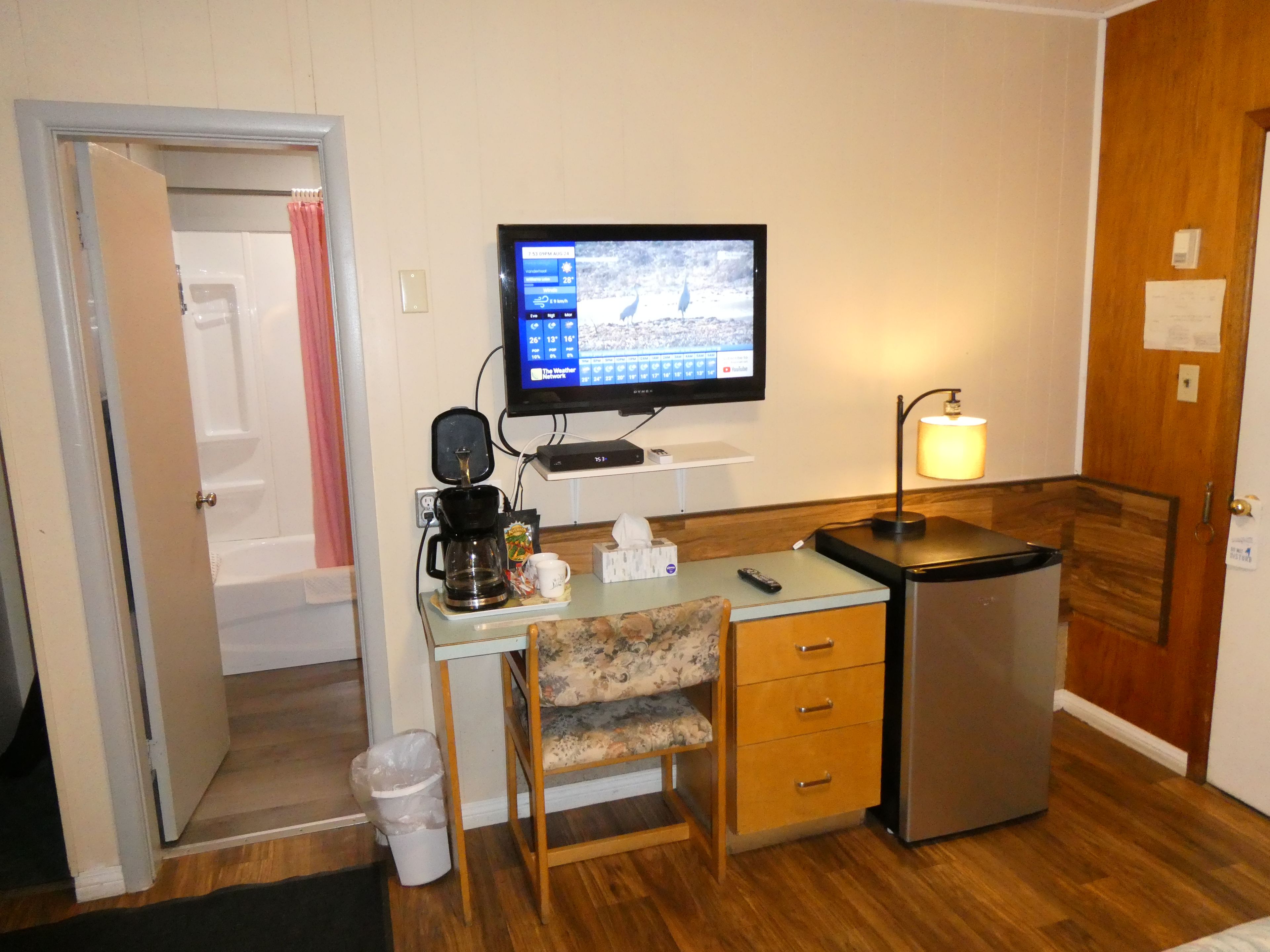 Desk, blackout curtains, iron/ironing board (on request), free WiFi
