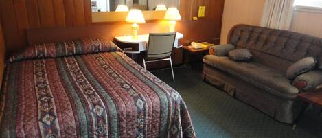 Desk, blackout drapes, iron/ironing board (on request), WiFi (free)