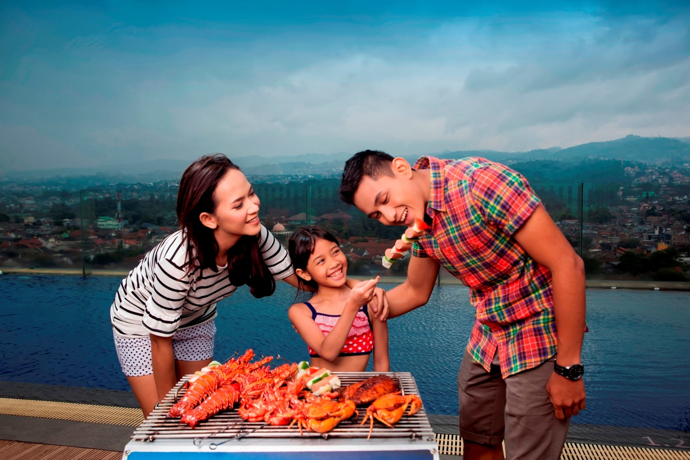 outdoor pool, pool loungers