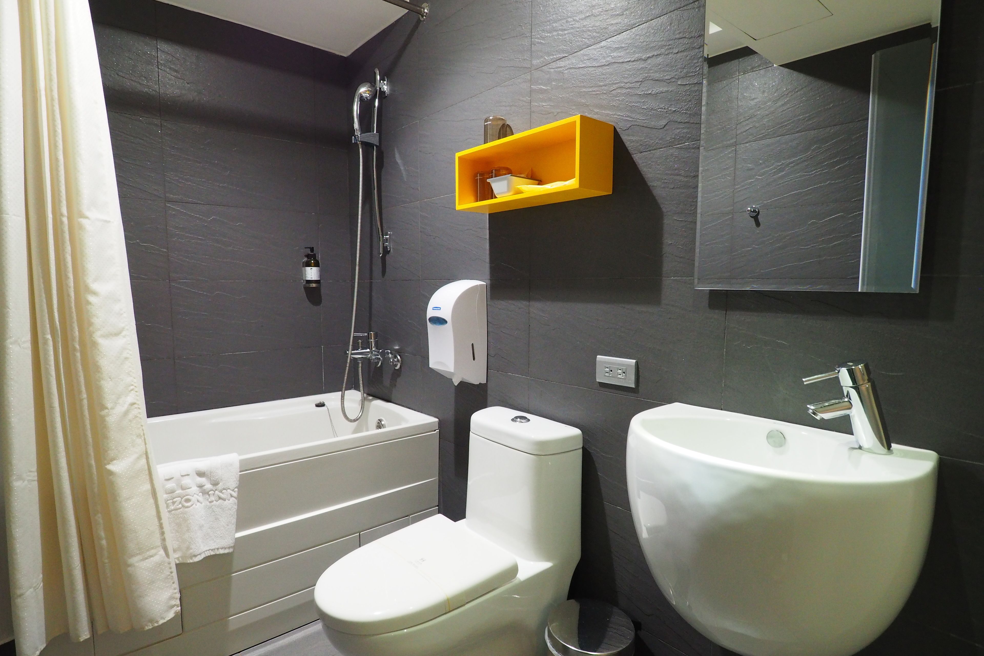 free toiletries, hair dryer, slippers, towels