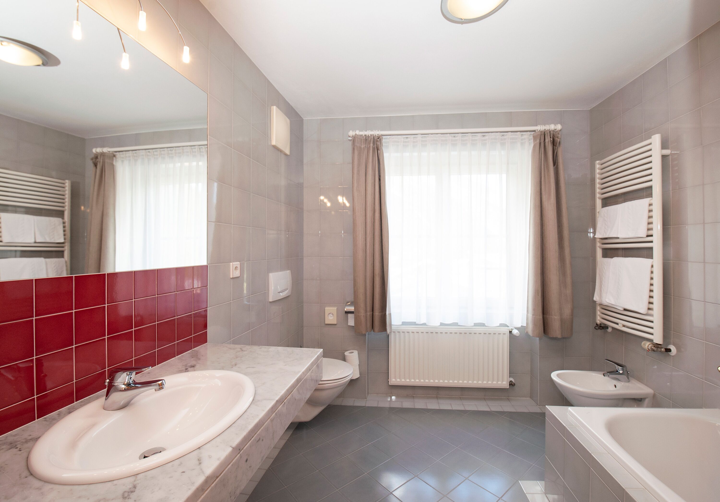 comfort double room | bathroom | hair dryer, bidet, towels