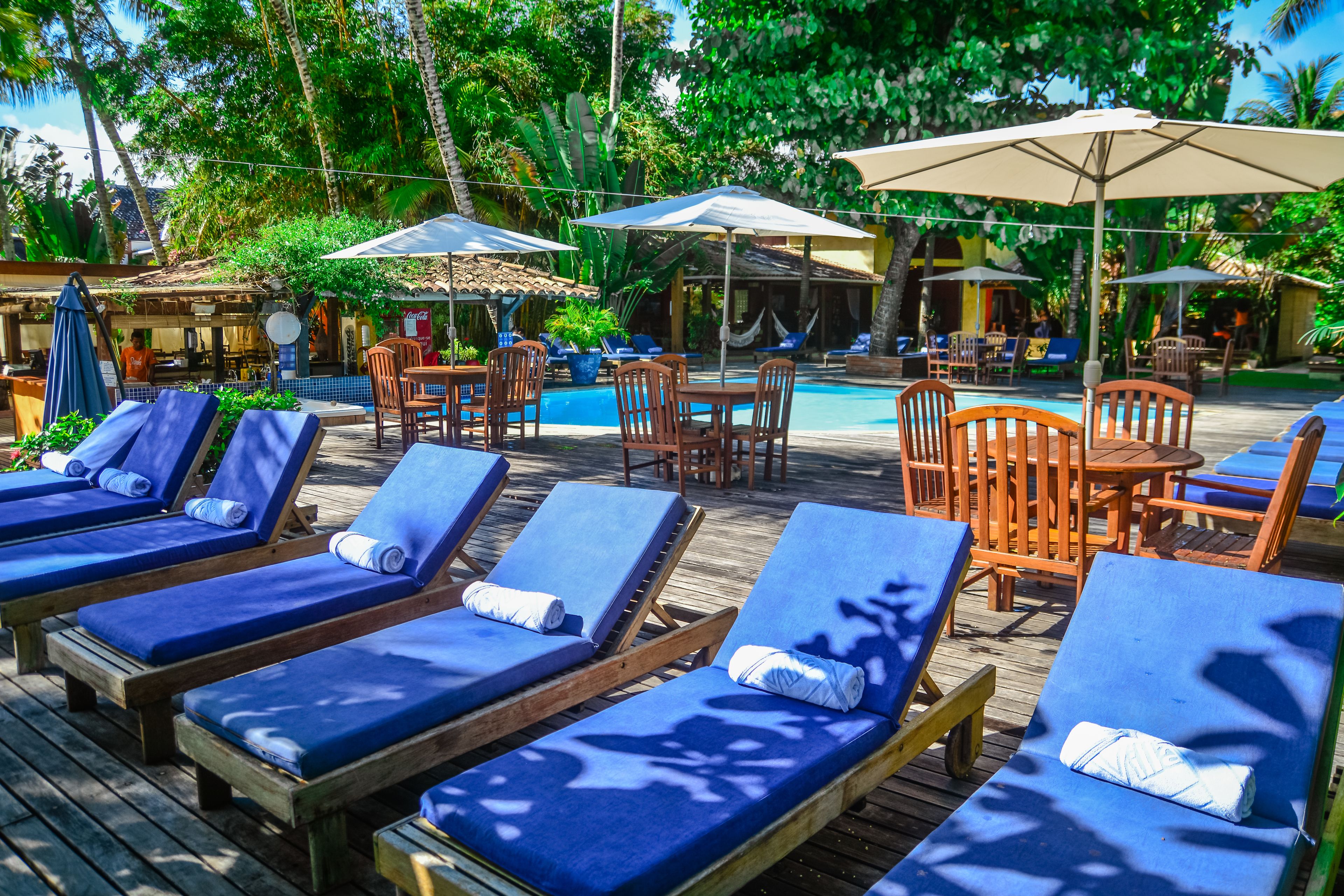 Outdoor pool, sun loungers