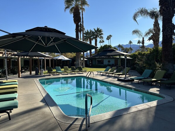 2 outdoor pools, pool umbrellas, pool loungers - Vista Grande Resort - A Gay Men's Resort (Palm Springs)