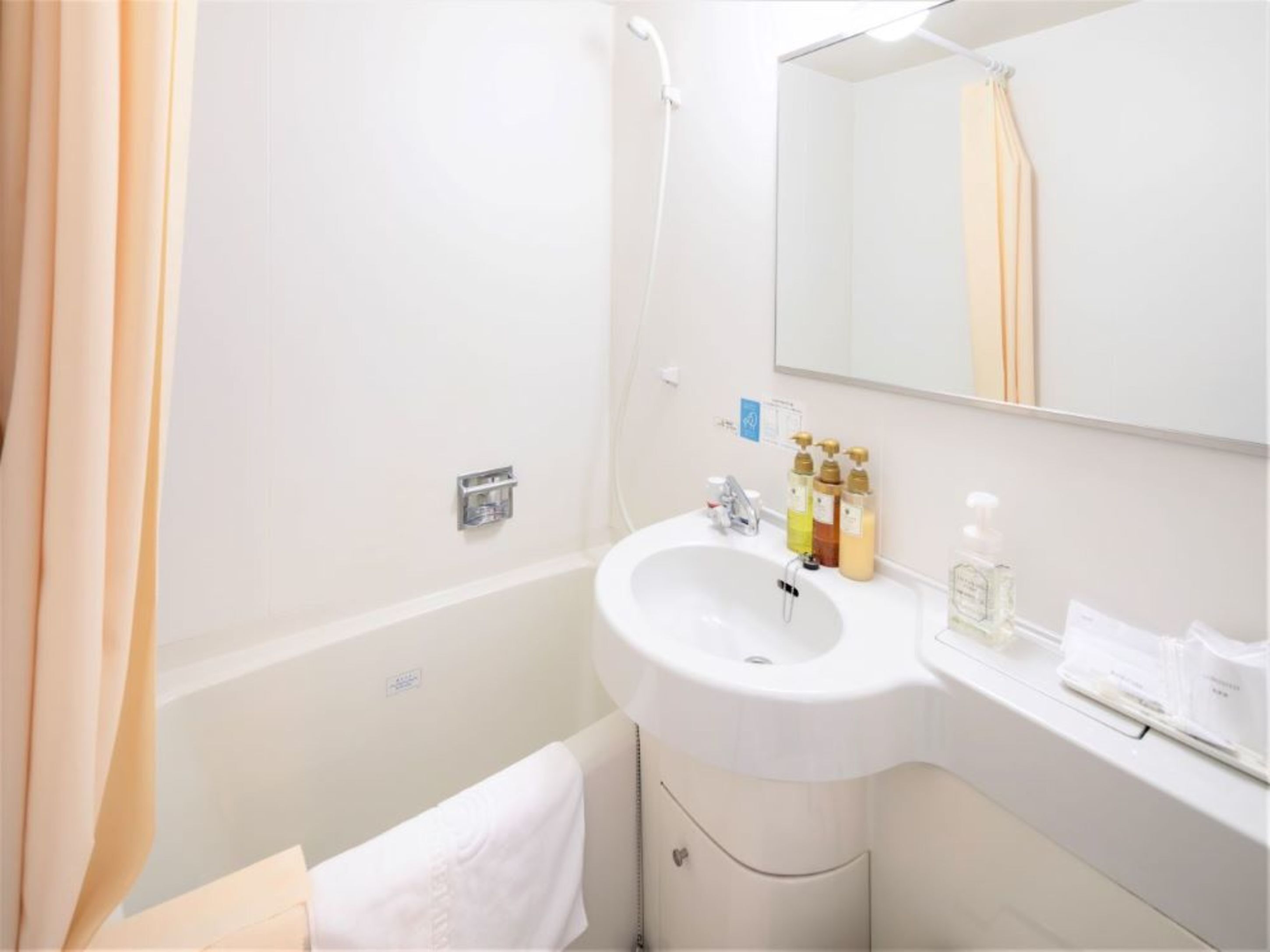 combined shower/bathtub, hair dryer, slippers, electronic bidet