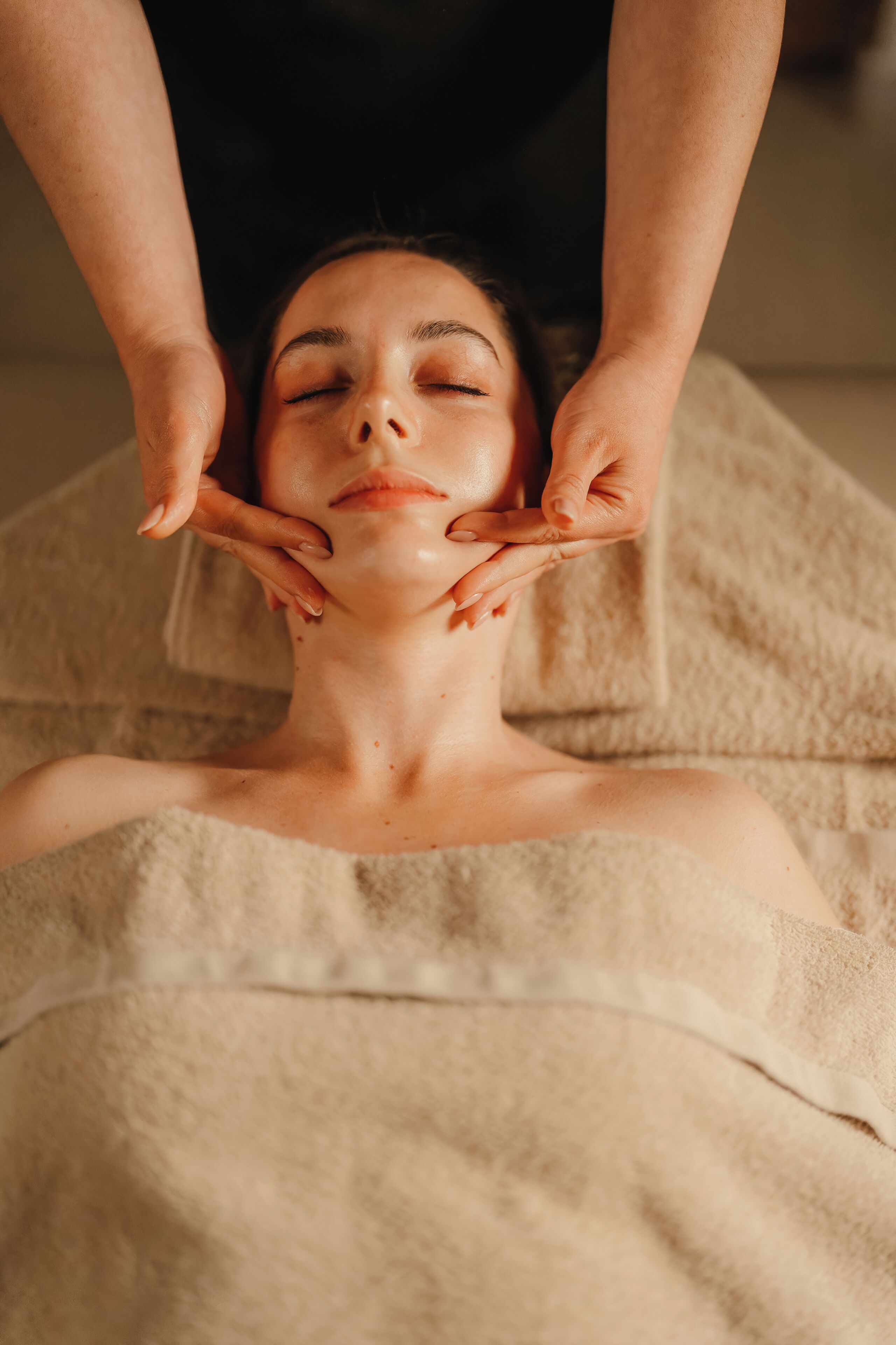 A person receiving a facial treatment.