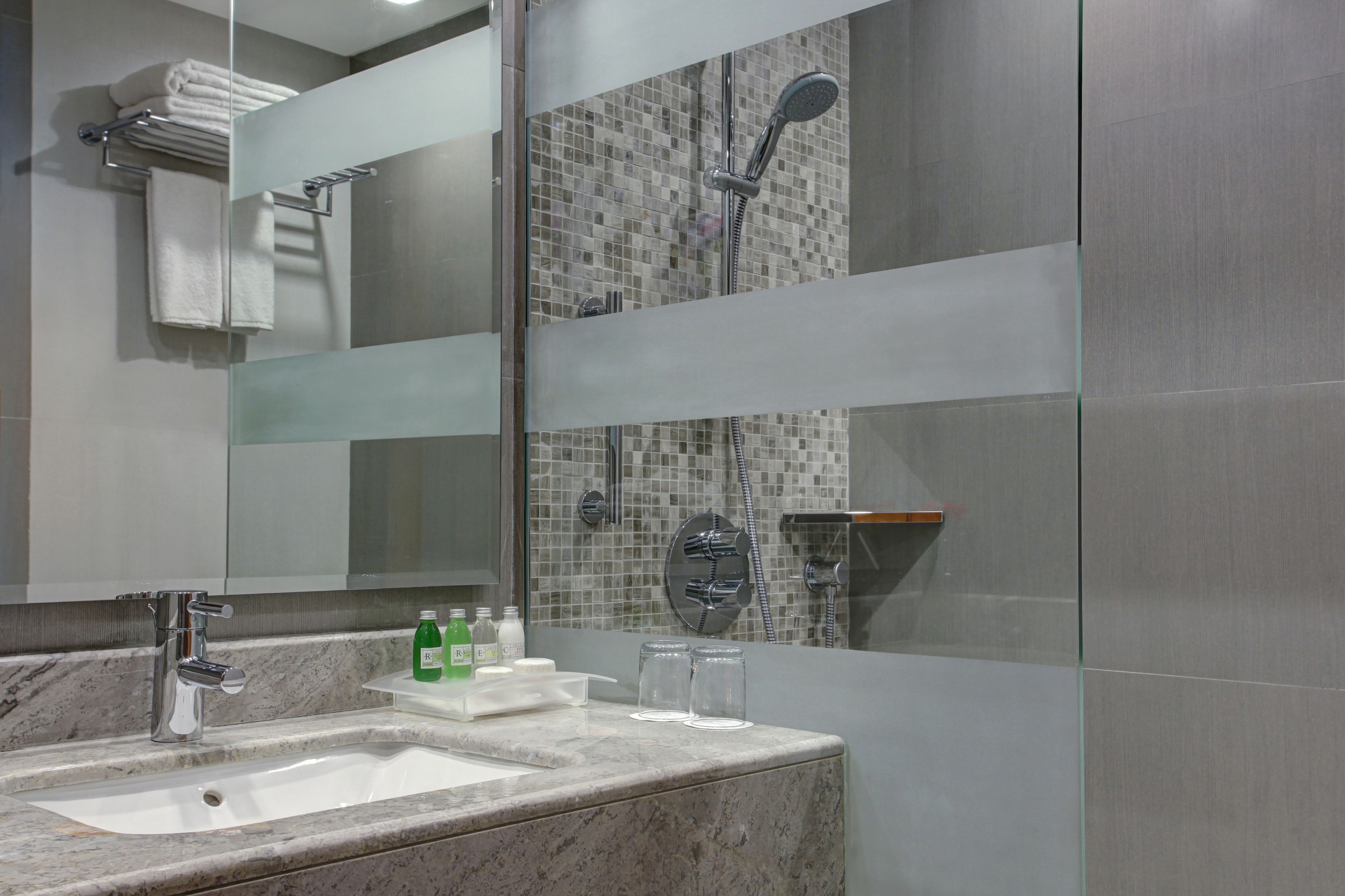 shower, free toiletries, hair dryer, bathrobes