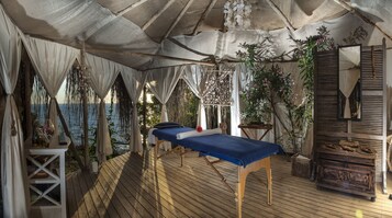 Área de tratamiento exterior, masajes con piedras calientes