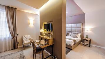 Exclusieve suite | 1 slaapkamer, lakens van Egyptisch katoen, luxe beddengoed, donsdekens