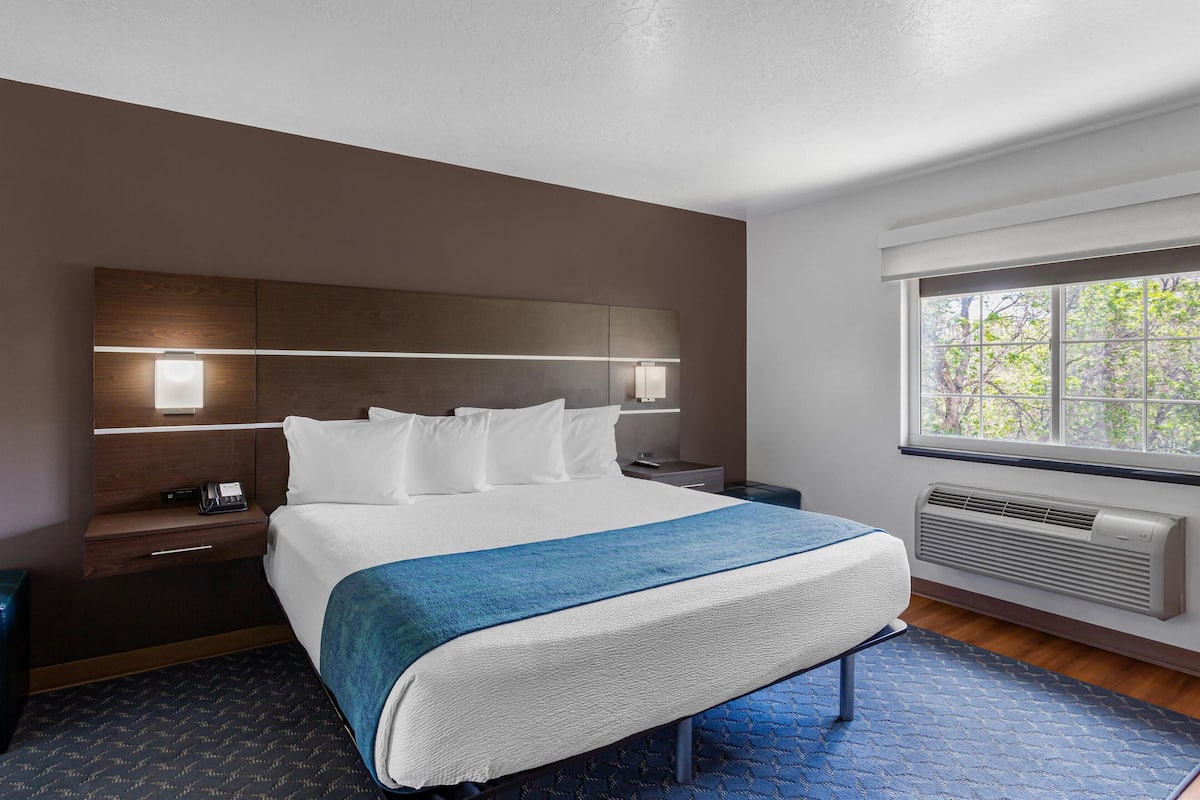 Standard Room, 1 King Bed, Accessible, Kitchen (Full Kitchen) | Desk, laptop workspace, soundproofing, iron/ironing board
