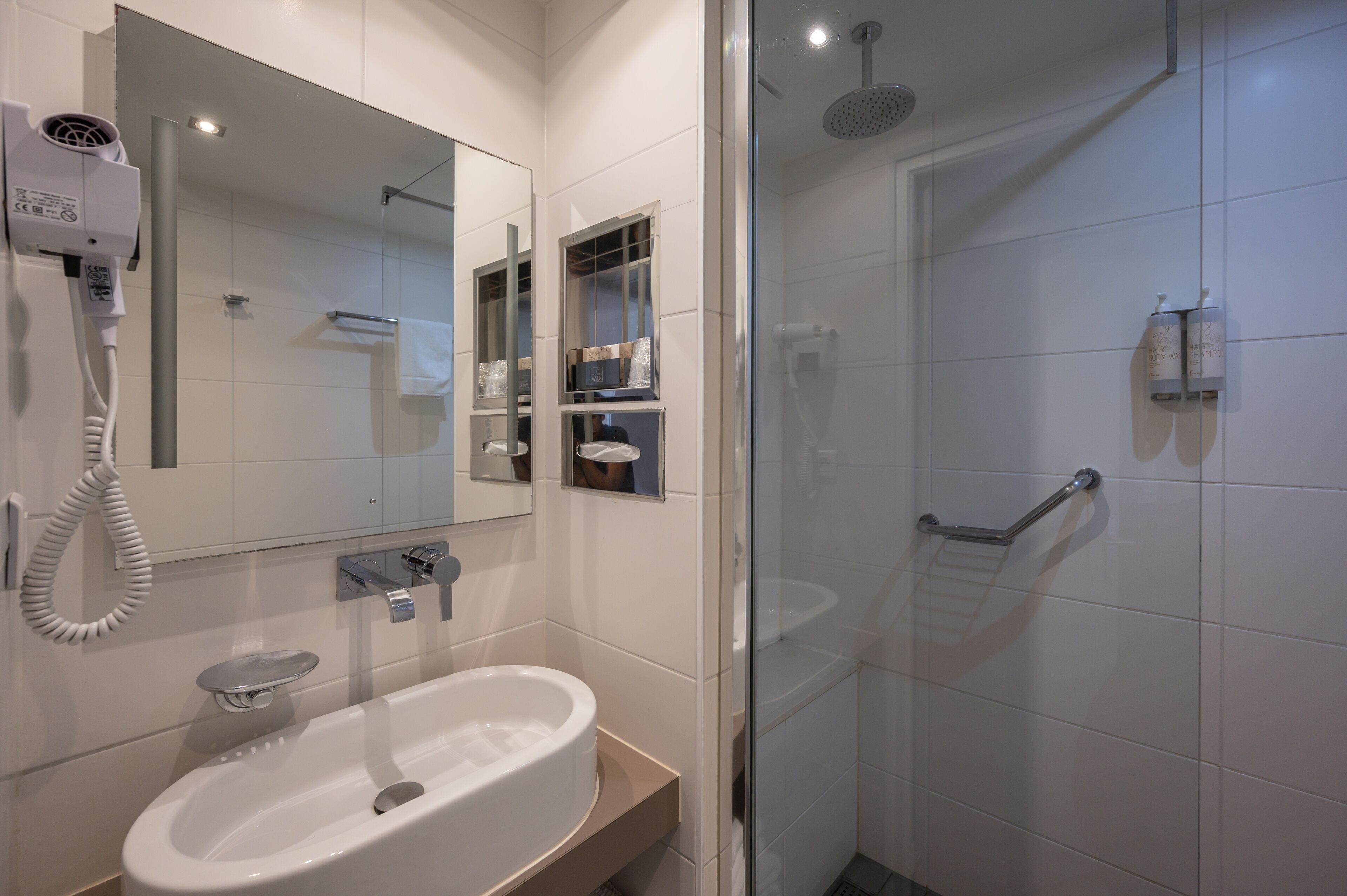 shower, free toiletries, hair dryer, bathrobes