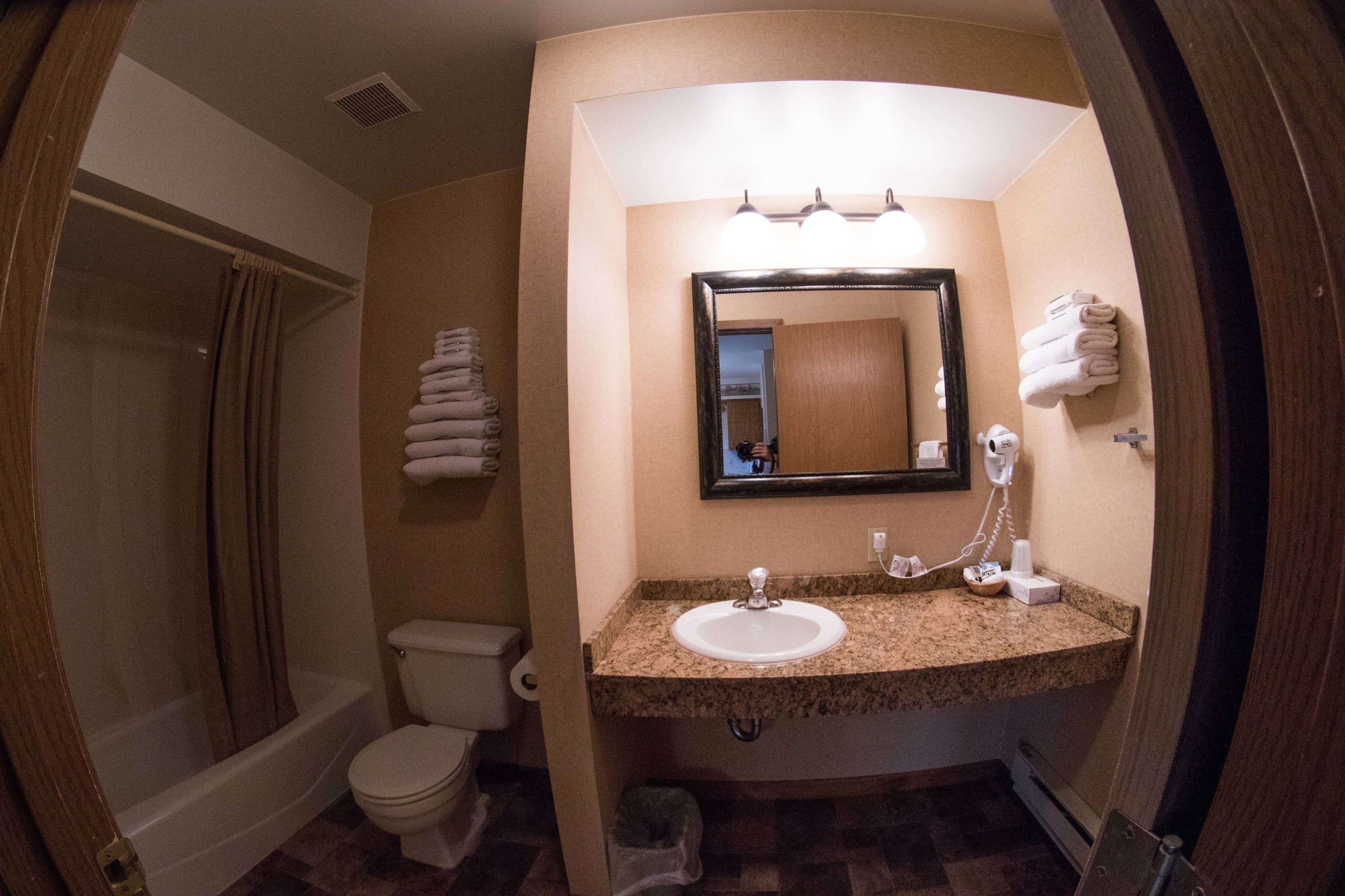 A bathroom with a sink, mirror, and toilet.