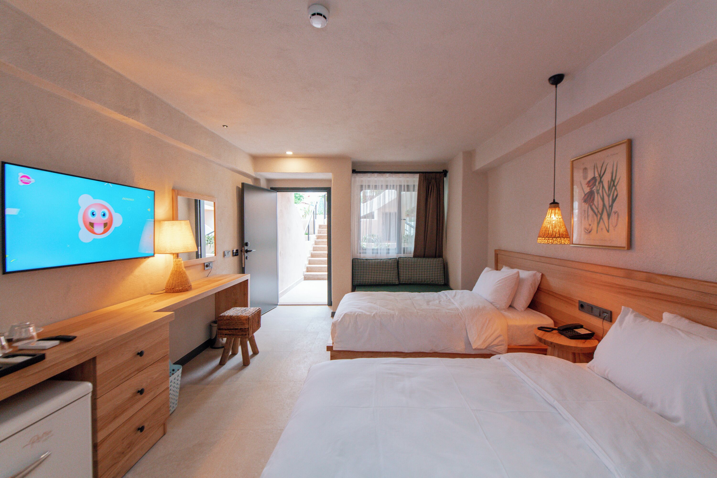 junior twin room, 2 single beds, ground floor | 1 bedroom, minibar, in-room safe, laptop workspace