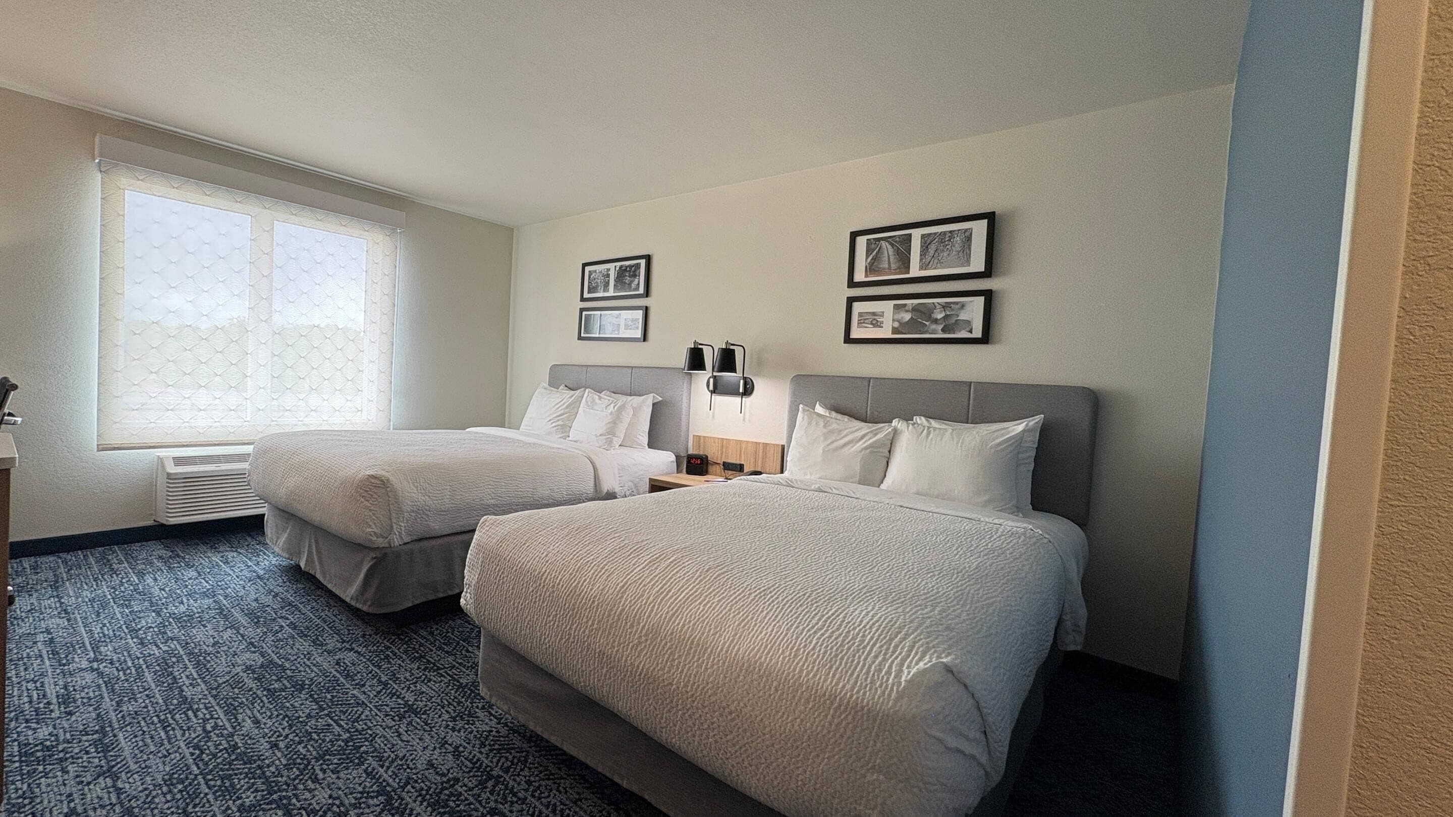 Standard Room, 2 Queen Beds, Non Smoking | Pillowtop beds, desk, blackout drapes, iron/ironing board
