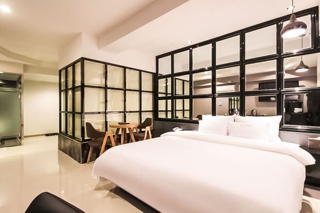 Premium bedding, pillow-top beds, free minibar, desk