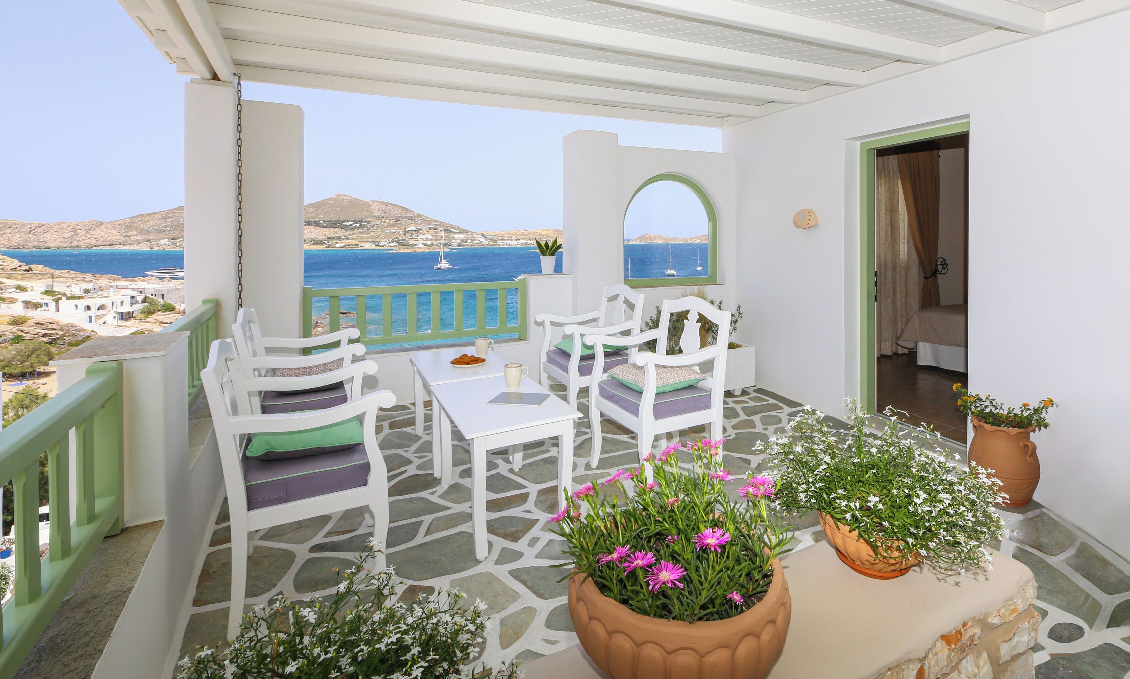 Suite familiar, 2 habitaciones, vista al mar | Terraza o patio