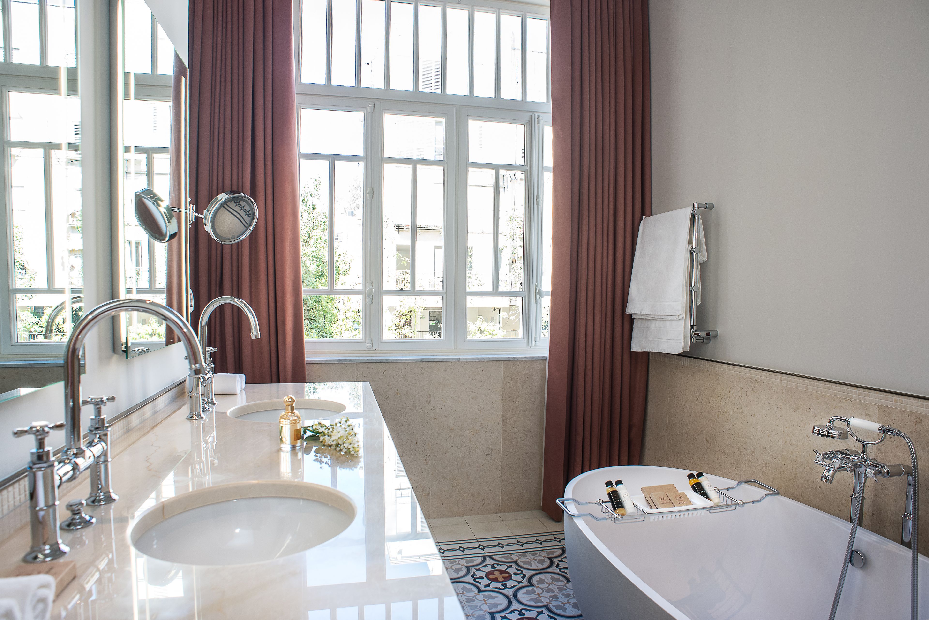 garden suite | bathroom | shower, rainfall showerhead, designer toiletries, hair dryer