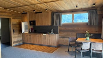 Alpenpenthouse Suite | Private kitchen | Full-sized fridge, microwave, stovetop, dishwasher