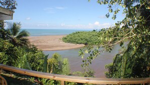 A view of a river with a beach and dense greenery. - Pirate Cove (Drake Bay)